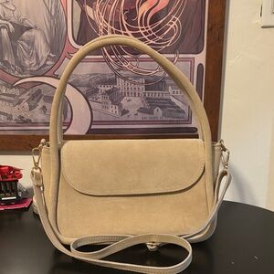Suede Italian Leather Cream Handbag
